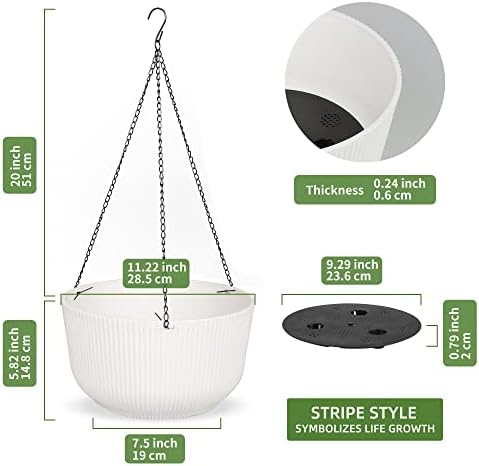 Dexceder 11.2 Inch Self Watering Hanging Planter (2 Pack, White) - Image 3