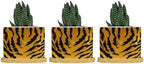 Tiger Fur Skin Ceramic Planters Black and Yellow Animal Stripe Print Snake Plant Live Indoor with Pot with Drainage Holes and Saucers Pot for Pots Outdoor Indoor Plants by BRUYU5SE