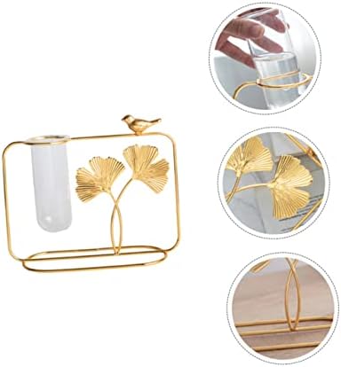 Xmas Nordic Ginkgo Leaf Glass Vase with Removable Tube Home Decor - Image 2