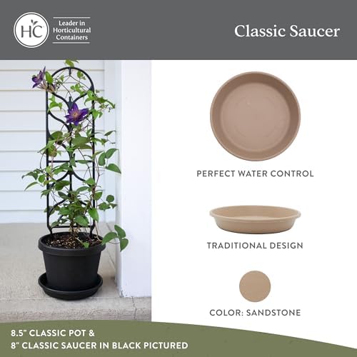The HC Companies Flower Pot Saucers - Plastic Plant Saucer for Outdoors & Indoors - Traditional Design Plant Pot Trays for Water Drainage - Durable & Stylish Round Plant Tray (17.5-inch Sandstone) - Image 2
