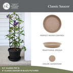 The HC Companies Flower Pot Saucers - Plastic Plant Saucer for Outdoors & Indoors - Traditional Design Plant Pot Trays for Water Drainage - Durable & Stylish Round Plant Tray (17.5-inch Sandstone) - Image 2