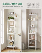 Hzuaneri Ladder Shelf, Bookshelf, Freestanding Corner Storage Shelf - Image 4