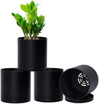 D'vine Dev 4-Pack Black Plastic Planters with Saucers, 5.5 in, 74-Y-H-2 by DvineDevPlanterPotsandStand