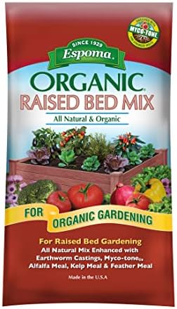 Espoma Organic Raised Bed Mix - All Natural and Organic Potting Soil Mix for Growing Vegetables and Herbs in Raised Garden Beds. for Organic Gardening.1.5 Cubic Foot Bag by Espoma