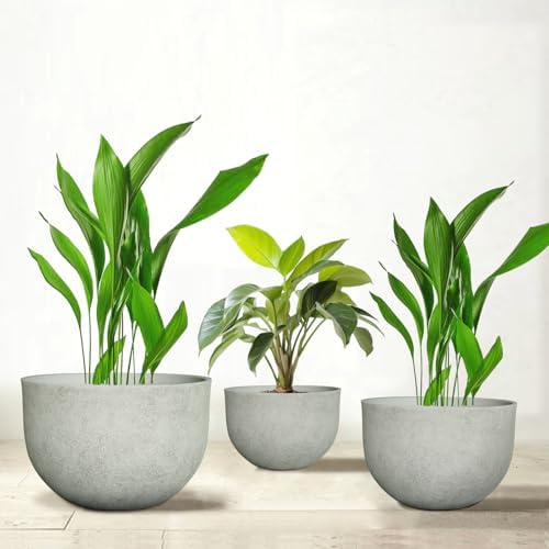Large Resin Planter Pot for Trees Big Flower – Lightweight Round Plant Pot with Stone-Textured Finish, Weather-Resistant Decorative Outdoor & Indoor (Large - 17.7") - Image 6