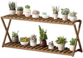 Plant Stand for Indoor Outdoor Tiered Plant Shelf 2 Tier Bamboo Flower Holder Ladder Rack for Multiple Plant Pot Stand for Living Room Balcony Garden,Walnut-39.4" L by Unknown
