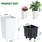 Garvee 16" Tall Planters Set of 4, Outdoor＆Indoor Planter Pots, White - Image 3