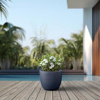 Kante Charcoal Concrete Planter 14" Dia All-Weather Round Accent Pot - Image 6