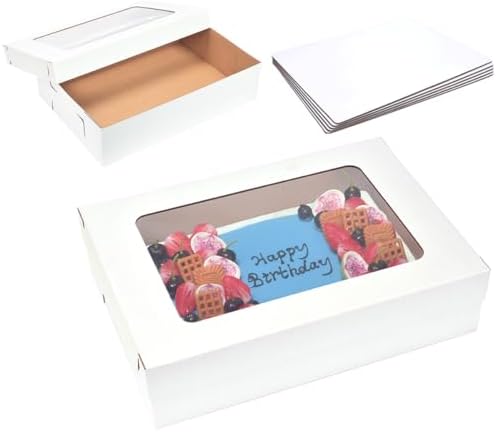 JJO 26x18x5 Inch Full Sheet Cake Boxes with Thick Cake Boards,5 Pack by JJO