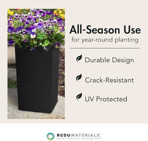 Tierra Verde Citadel Horizon Self-Watering Square Planter, Black, 13.5"x26" - Image 3