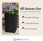 Tierra Verde Citadel Horizon Self-Watering Square Planter, Black, 13.5"x26" - Image 3