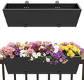 36 Inch Railing Planter Boxes, Heavy Duty Metal Hanging Planters with Adjustable Brackets, Outdoor Balcony Flower Box for Deck, Fence, Porch Railings by DOGETGD