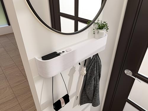 OLEEK wall Mounted Coat Rack with Shelf - wall entryway Shelf with Hooks - entryway Hooks - Modern Coat Rack - Wooden Mount for Home Decor - Jacket Hanger - Image 3