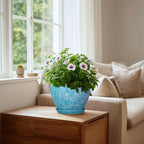 hirtypot 8 Inch Pots for Plants, Ceramic Planters Indoor, Bubble Blue - Image 3