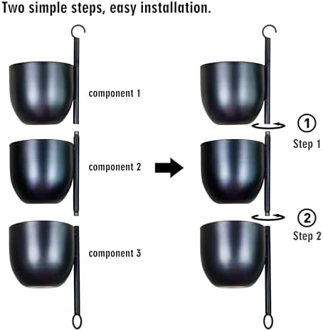 3-Tier Metal Hanging Planter with 6 Inch Oval Pots - Black Modern Triple Tiered Plant Hanger - Vertical Stackable Wall and Ceiling Mount Holder for Indoor and Houseplants - Image 3