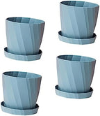 BESPORTBLE 4pcs Blue PP Succulent Planter Pot with Removable Tray for Xmas by BESPORTBLE