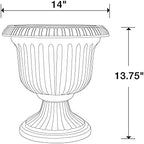 Southern Patio Utopian Urn Resin Outdoor Flower Planter Pot, Black, 14 in - Image 5