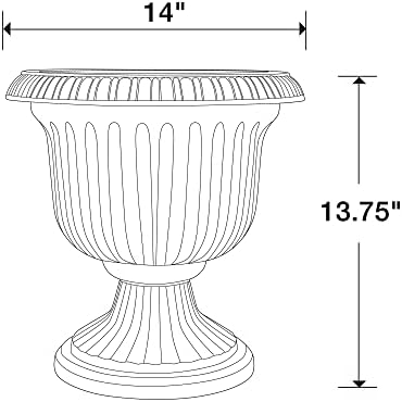 Southern Patio Utopian Urn Resin Outdoor Flower Planter Pot, Black, 14 in - Image 5