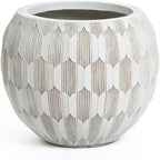 LuxenHome 14" Dia Round Concrete Planter, Flower Pot for Plants - Image 5