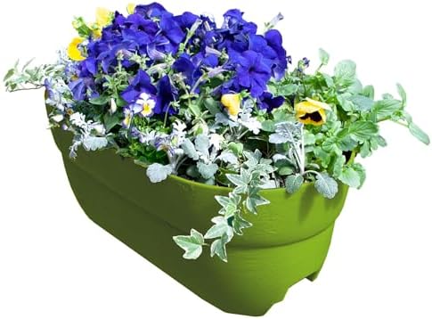 Emsco Group Bloomers Rail Planter, 24" Weatherproof Resin Deck & Balcony Planter with Drainage – Fits 2x4 & 2x6 Rails – Sage Green by EmscoGroup