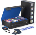 Kabinka MTG Card Storage Box with Handle & Mechanical Latch,5-Row 3900+ Commander Trading Card Case with Sealed Display Window,Top Loaders Organizer Deck Box for MTG/TCG/PTCG/Sports Cards (Black Blue) by Kabinka