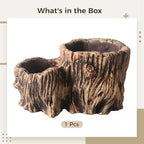 Double Cylinder Succulent Planter in Imitation Wood Design, Cement Tree Root Aesthetic, Ideal for Small Plants and Decorative Display On Window Sills, Desktops, and Bathrooms - Image 5