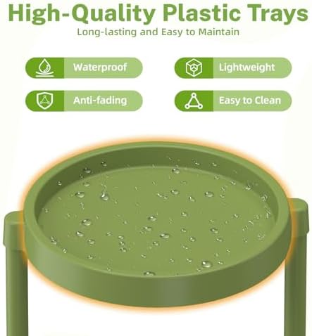 iDavosic.ly 6 Tier Folding Plant Stand Indoor Outdoor, Plastic Tray, Green - Image 2
