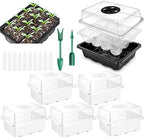 Seed Starter Trays, Reusable Seed Starter Tray 12 Holes,with Air Vent Humidity Dome and Drain Hole Base for Seedling, Seed Growing and Seed Starting,7.3 x 5.7 x 4.3 inches (5 PCS-White) by Unknown