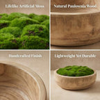 Round Moss Wood Bowl Natural Centerpiece Decor, Classic, 10.5x4inch, Wood - Image 3