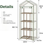 Bamworld 4 Tier Mini Greenhouse Portable Green House with PE Cover for Indoor Outdoor - Image 2