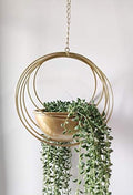 RISEON Boho Gold Metal Plant Hanger,Metal Geometric Hanging Planter, Modern Planter, Mid Century Air Plant Holder Stand, Minimalist Planter for Indoor Outdoor Home Wedding Decor (Gold) by YISSEN