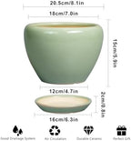 Ceramicfor 8 Inch Plant Pot - Ceramic Planter for Outdoor Plants Indoor Plant Pot with Drainage Hole and Saucer Mid-Century Round Planter Flower Pot for House Garden Green - Image 3