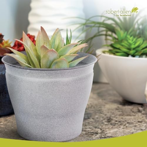 Headwind Natural Ironstone Timberline - 14" Pearl White Decorative Planter for Outdoor Pots for Plants – Modern Indoor Plant Pots, Large & Small Planters for Indoor Plants by Robert Allen 2-Pack - Image 2