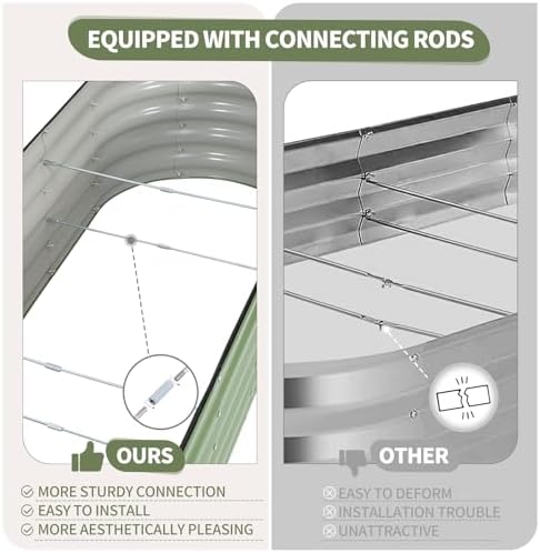 Galvanized Raised Garden Bed Outdoor- 6x2x1.4FT Planter Box, Green - Image 5