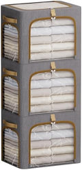 Storage Bins with Metal Frame, 3-Clear Windows Openings, 43L, Dark Grey by CYhom