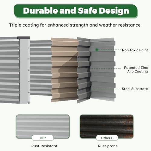NAVINE 8x4x2ft Outdoor Metal Raised Garden Bed, Metal Planter Box, 4-Pack - Image 6