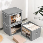 Homsorout Large Storage Bins with Lids - Fabric Storage Cubes with Window, Collapsible Bins for Clothes, 15.7 Inch Large Baskets for Bedroom, Dorm, Office, Grey, 6 Pack - Image 3