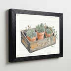 Framed Canvas Wall Art Watercolor Potted Succulents Ivy Muted Earthy Sage Green Canvas Print Poster Black Frame Wall Decor for Kitchen Rustic Farmhouse Decor, Plant Lover Gift - Inch 12x16 - Image 5