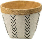 10 x 8 Set of 2 Cement Planters with V Pattern, White and Brown - Image 5