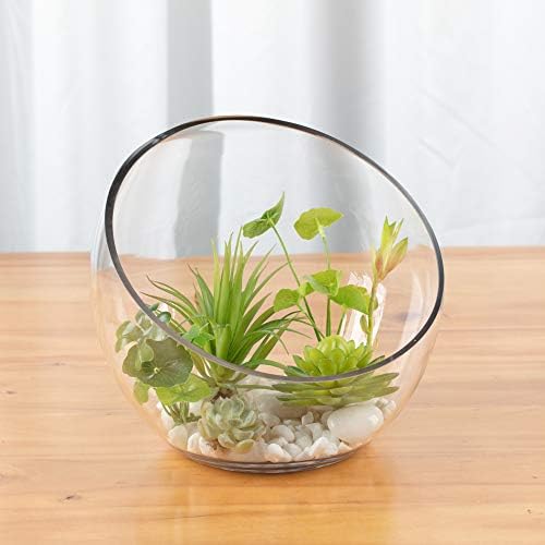 WGV Slant Cut Bowl Glass Vase Bulk, Width 9", Height 8.25", Clear Terrarium, Candy Dish, Fruit Jar, Floral Container for Wedding Party Event, Home Office Decor, 4 Pieces - Image 6