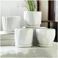 Plants Flower Pots Plant Pots Ceramic Pure White Simple Flower Pots Four-piece Set of Medium-Sized Planters with Tray Home Succulent Plants Green Plant Cultivation Gardening Pot by Unknown