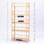5‑Tier Expandable Bamboo Open Bookcase,Wooden Bookshelf,Natural - Image 2