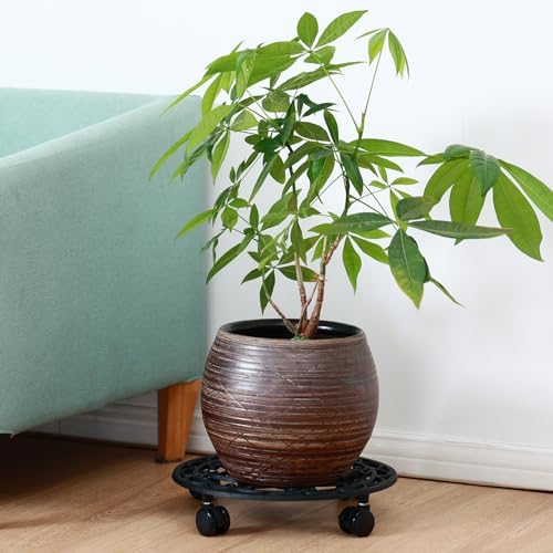 2 Packs Rolling Plant Stand with Wheels 13 In Metal Plant Caddy with Wheels - Image 7