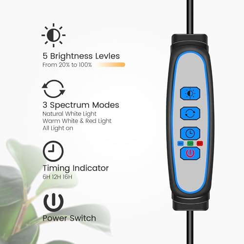 Garpsen Floor Grow Light, 3 Head Full Spectrum with Base, for Large Plants - Image 5