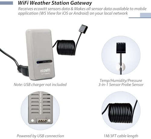 ECOWITT Soil Moisture Tester Kit, Includes IoT Gateway GW1200 and WH51 Soil Moisture Sensor Meter, 915 Mhz - Image 3