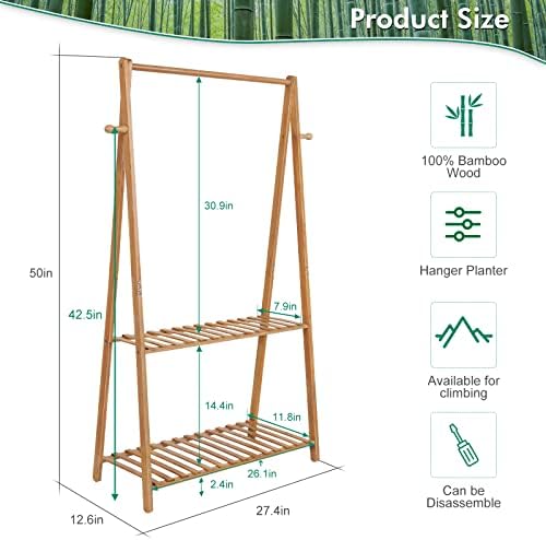 Hanging Plant Shelf Indoor Outdoor Bamboo Wood Plant Flower Stands - Image 6