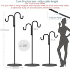 2 Set Shepherd's Hook Stand Plant，Bird Feeder，Wind Chime Hanger Stand, Waterproof Metal & Adjustable-Height Standing Pole Holder for Lantern and Wreath, Indoor & Outdoor - Image 2