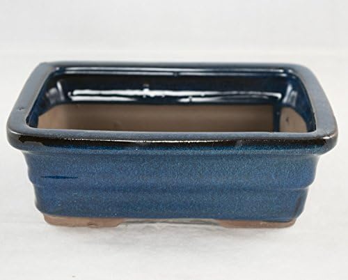 8" Rectangular Dark Blue Bonsai / Succulent Pot + Tray + Rock + Mesh Combo - Image 6