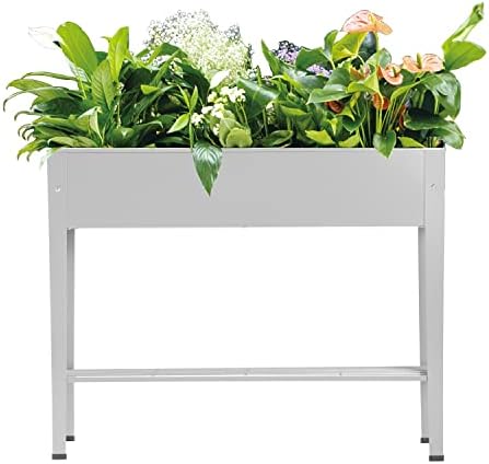 Metal Raised Garden Bed,Raised Planter Box with Legs,Herbs and Vegetables Planter Suitable for Outdoor Patio Deck and Porch (Gray) by DIGTER