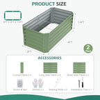 Galvanized Steel Raised Garden Bed, 4x2x1.4ft, 2Pack, Green - Image 2